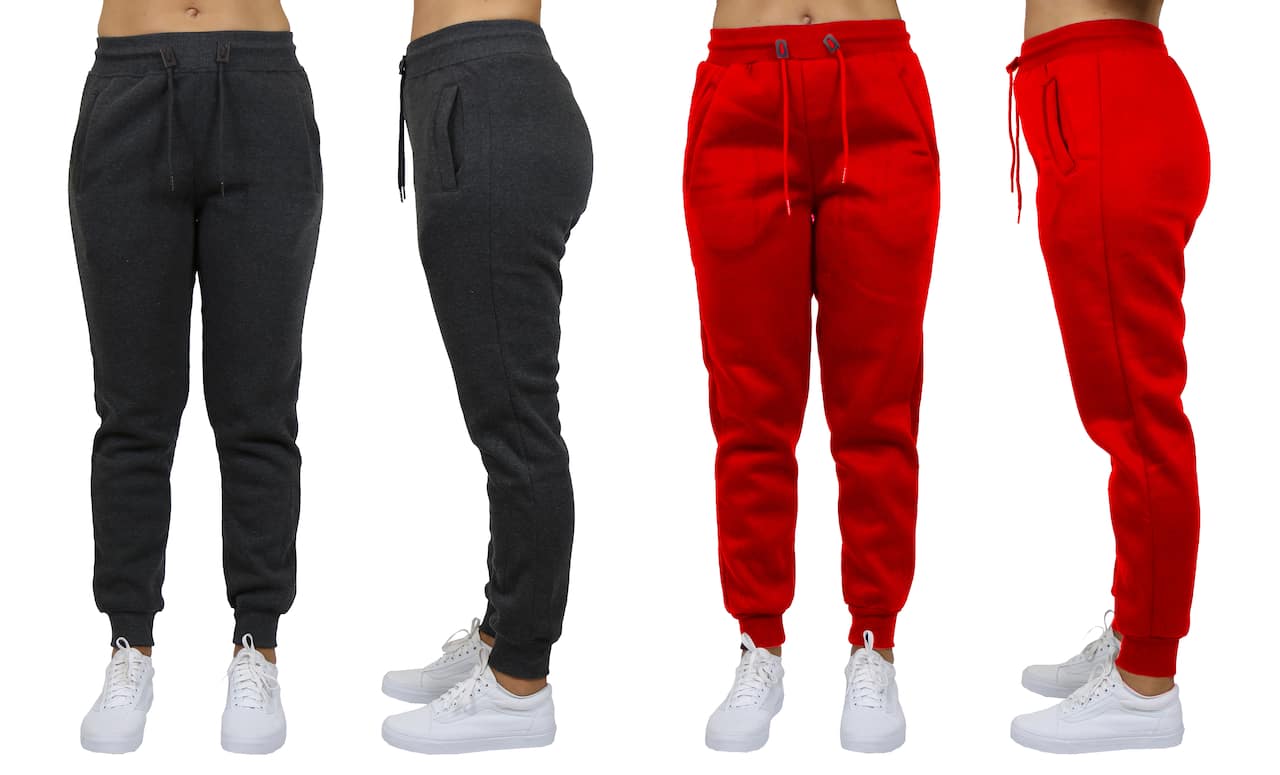 Galaxy by Harvic Women's Relaxed Fit Fleece-Lined Jogger Sweatpants 2 Pack